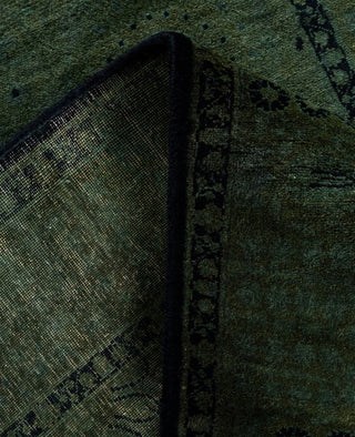 Overdyed Hand-Knotted Wool Modern-Contemporary Green Runner 2' 6" x 12' 4"