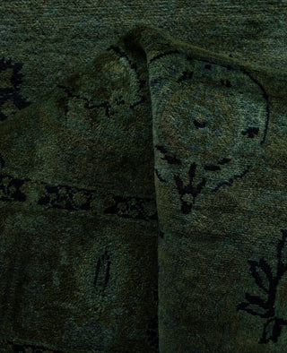 Overdyed Hand-Knotted Wool Modern-Contemporary Green Runner 2' 6" x 12' 4"