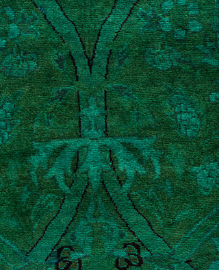 Overdyed Hand-Knotted Wool Modern-Contemporary Green Runner 2' 6" x 8' 9"