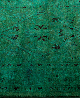 Overdyed Hand-Knotted Wool Modern-Contemporary Green Runner 2' 6" x 8' 9"