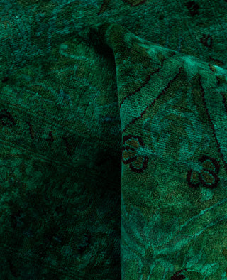 Overdyed Hand-Knotted Wool Modern-Contemporary Green Runner 2' 6" x 8' 9"