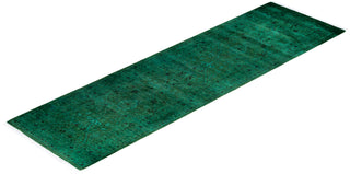 Overdyed Hand-Knotted Wool Modern-Contemporary Green Runner 2' 6" x 8' 9"