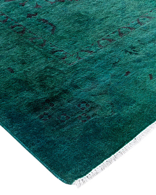 Contemporary Hand-Knotted Overdyed Green Area Rug 9' 10" x 13' 10"