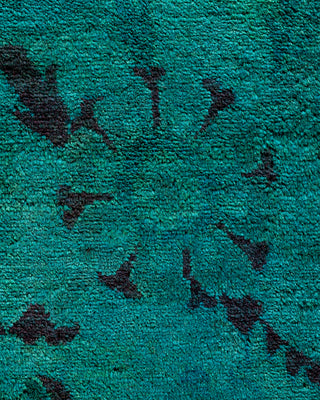 Contemporary Hand-Knotted Overdyed Green Area Rug 9' 10" x 13' 10"