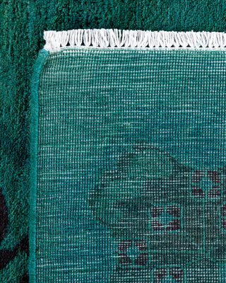 Contemporary Hand-Knotted Overdyed Green Area Rug 9' 10" x 13' 10"