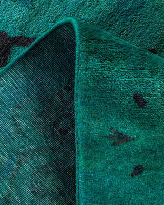 Contemporary Hand-Knotted Overdyed Green Area Rug 9' 10" x 13' 10"