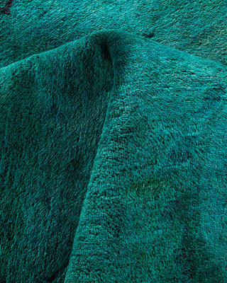 Contemporary Hand-Knotted Overdyed Green Area Rug 9' 10" x 13' 10"