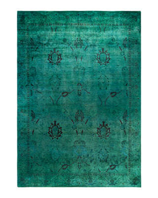 Contemporary Overyed Wool Hand Knotted Green Area Rug 9' 10" x 13' 10"