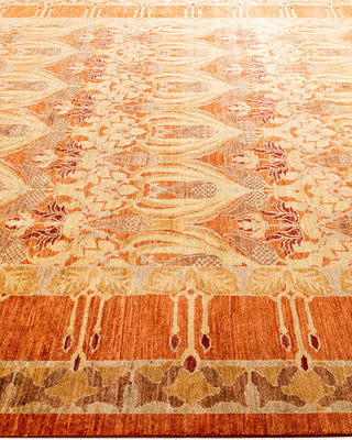 Contemporary Hand-Knotted Arts & Crafts Floral Red Area Rug 7' 10" x 9' 7"
