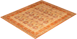Contemporary Hand-Knotted Arts & Crafts Floral Red Area Rug 7' 10" x 9' 7"