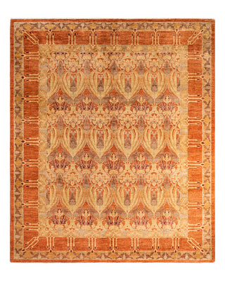 Contemporary Overyed Wool Hand Knotted Red Area Rug 7' 10" x 9' 7"