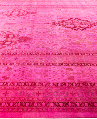 Overdyed One-of-a-Kind Wool Pink Area Rug 12' 4" x 14' 2"