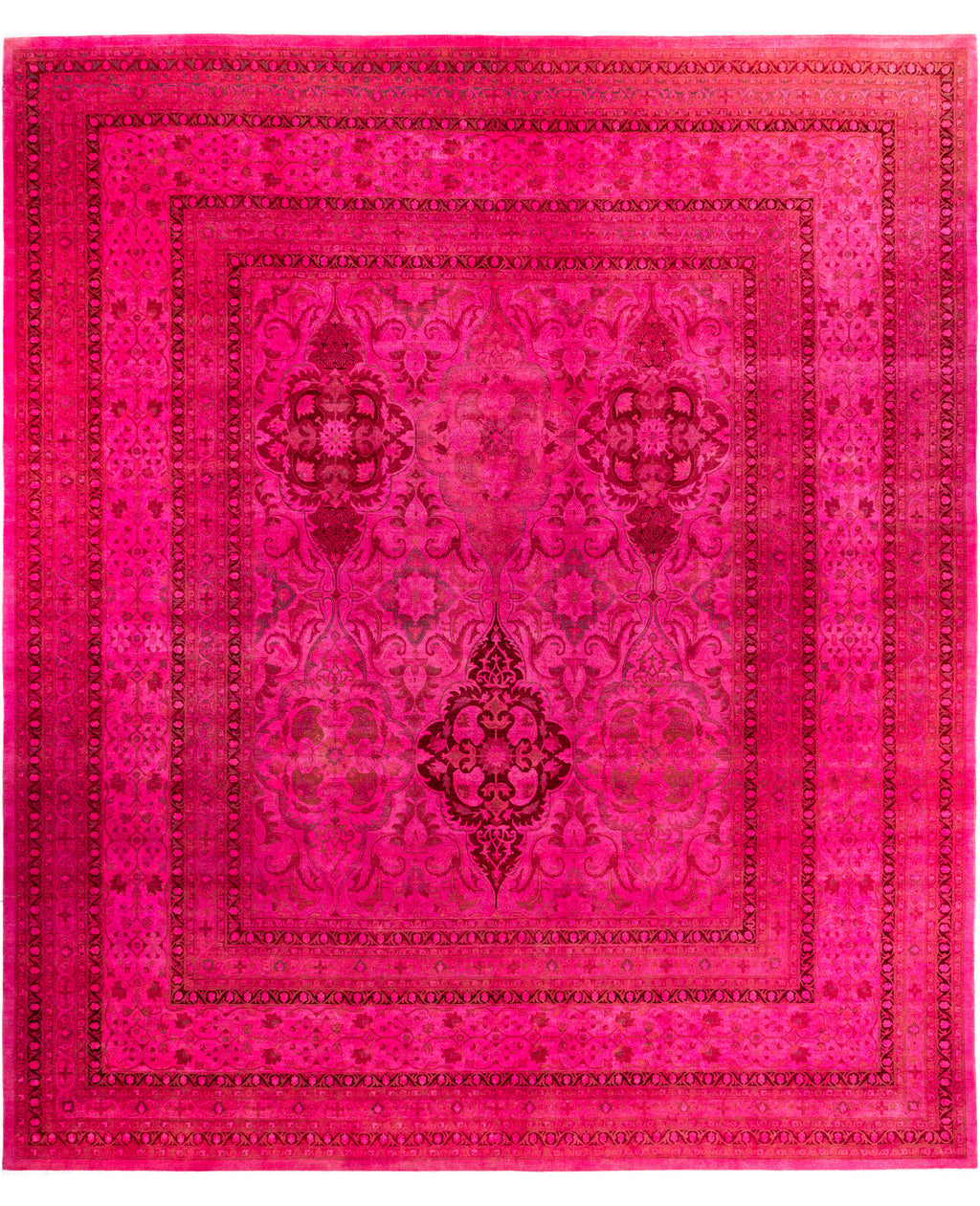 Overdyed One-of-a-Kind Wool Pink Area Rug 12' 4