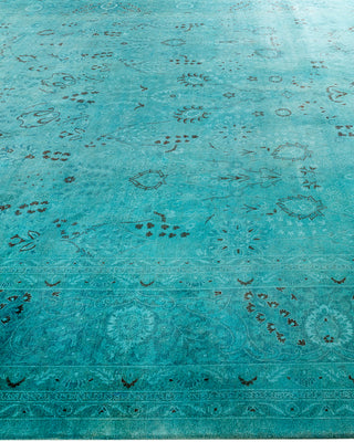 Contemporary Hand-Knotted Overdyed Blue Area Rug 10' 3" x 14' 0"