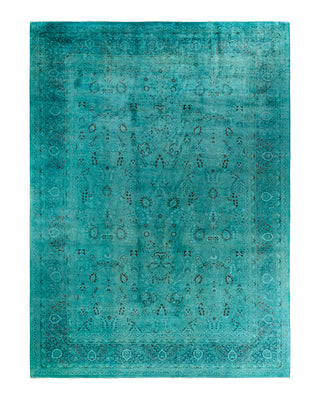 Contemporary Overyed Wool Hand Knotted Blue Area Rug 10' 3" x 14' 0"