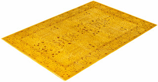 Overdyed Hand-Knotted Wool Modern-Contemporary Yellow Area Rug 6' 3" x 8' 10"