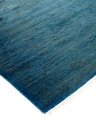 Contemporary Hand Knotted Overdyed Blue Area Rug 5' 1" x 12' 6"