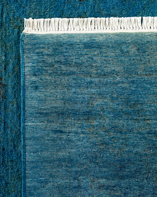 Modern Overdyed Hand Knotted Wool Blue Area Rug 5' 1" x 12' 6"