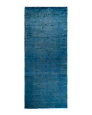 Contemporary Fine Vibrance Blue Wool Area Rug 5' 1" x 12' 6"