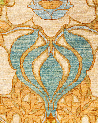 Contemporary Hand-Knotted Arts & Crafts Floral Ivory Area Rug 8' 0" x 10' 4"