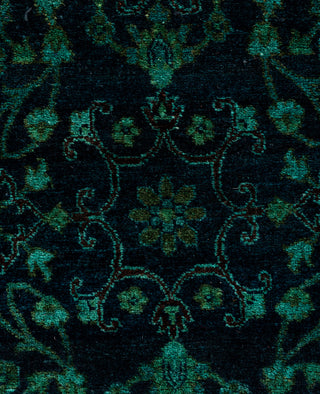 Contemporary Overdyed Wool Hand Knotted Green Round Area Rug 4' 10" x 5' 1"