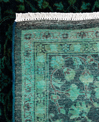 Contemporary Overdyed Wool Hand Knotted Green Round Area Rug 4' 10" x 5' 1"