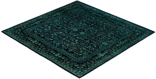 Contemporary Overdyed Wool Hand Knotted Green Round Area Rug 4' 10" x 5' 1"