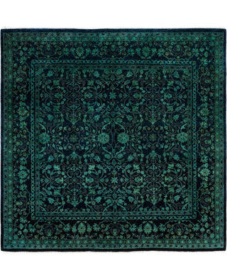 Contemporary Overdyed Wool Hand Knotted Green Round Area Rug 4' 10" x 5' 1"