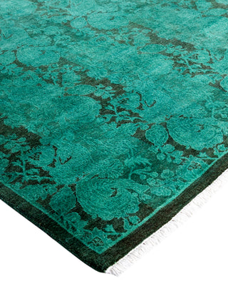 Overdyed Hand-Knotted Wool Modern-Contemporary Green Area Rug 4' 8" x 6' 10"