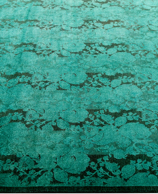 Overdyed Hand-Knotted Wool Modern-Contemporary Green Area Rug 4' 8" x 6' 10"