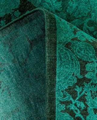 Overdyed Hand-Knotted Wool Modern-Contemporary Green Area Rug 4' 8" x 6' 10"