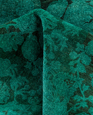 Overdyed Hand-Knotted Wool Modern-Contemporary Green Area Rug 4' 8" x 6' 10"