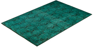 Overdyed Hand-Knotted Wool Modern-Contemporary Green Area Rug 4' 8" x 6' 10"