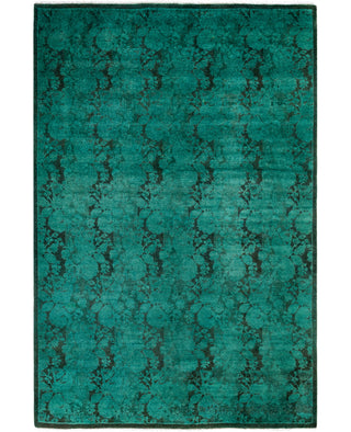 Overdyed Hand-Knotted Wool Modern-Contemporary Green Area Rug 4' 8" x 6' 10"