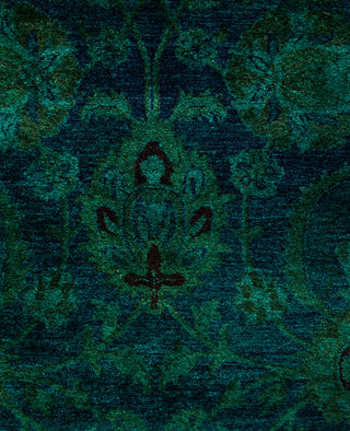 Overdyed Hand-Knotted Wool Modern-Contemporary Green Area Rug 4' 7" x 7' 3"