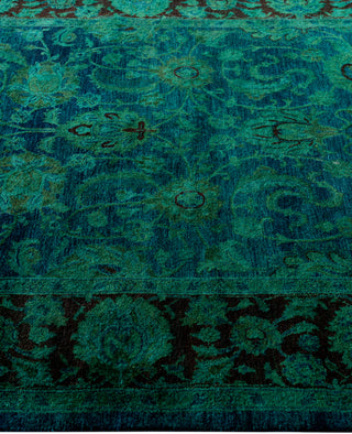 Overdyed Hand-Knotted Wool Modern-Contemporary Green Area Rug 4' 7" x 7' 3"