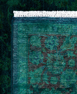 Overdyed Hand-Knotted Wool Modern-Contemporary Green Area Rug 4' 7" x 7' 3"