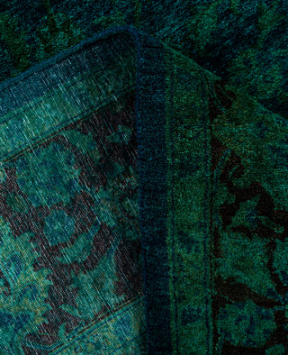 Overdyed Hand-Knotted Wool Modern-Contemporary Green Area Rug 4' 7" x 7' 3"