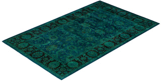 Overdyed Hand-Knotted Wool Modern-Contemporary Green Area Rug 4' 7" x 7' 3"