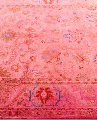 Overdyed Hand-Knotted Wool Modern-Contemporary Pink Area Rug 4' 8" x 6' 9"