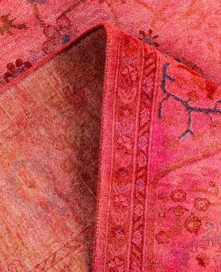 Overdyed Hand-Knotted Wool Modern-Contemporary Pink Area Rug 4' 8" x 6' 9"