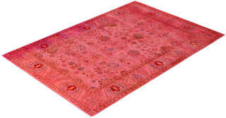 Overdyed Hand-Knotted Wool Modern-Contemporary Pink Area Rug 4' 8" x 6' 9"