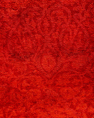 Contemporary Hand-Knotted Overdyed Orange Square Area Rug 3' 10" x 4' 3"