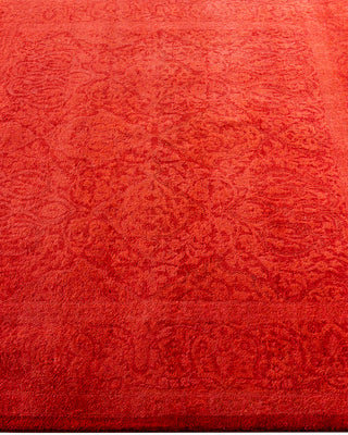 Contemporary Hand-Knotted Overdyed Orange Square Area Rug 3' 10" x 4' 3"