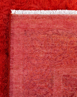 Contemporary Hand-Knotted Overdyed Orange Square Area Rug 3' 10" x 4' 3"