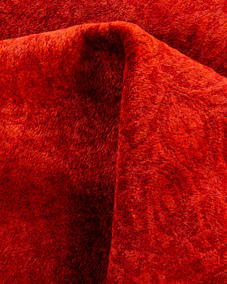 Contemporary Hand-Knotted Overdyed Orange Square Area Rug 3' 10" x 4' 3"