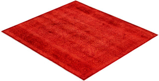 Contemporary Hand-Knotted Overdyed Orange Square Area Rug 3' 10" x 4' 3"