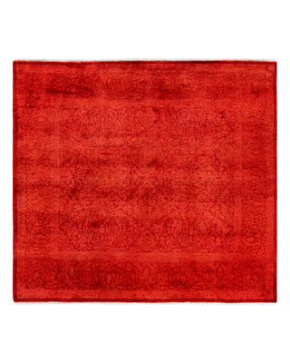 Contemporary Overyed Wool Hand Knotted Orange Square Area Rug 3' 10" x 4' 3"