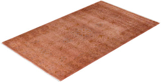 Modern Overdyed Hand Knotted Wool Pink Area Rug 3' 2" x 5' 4"