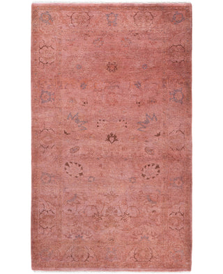 Contemporary Overdyed Wool Hand Knotted Pink Area Rug 3' 1" x 5' 2"